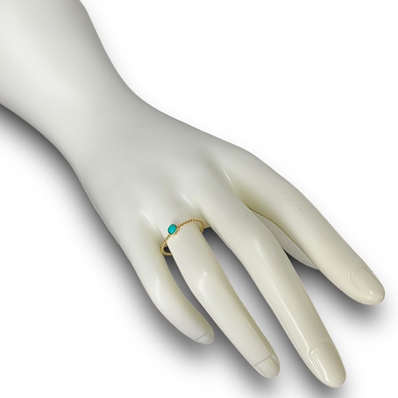 LAST LINE 14K YELLOW GOLD RING W/ TURQUOISE BEZEL TWIST